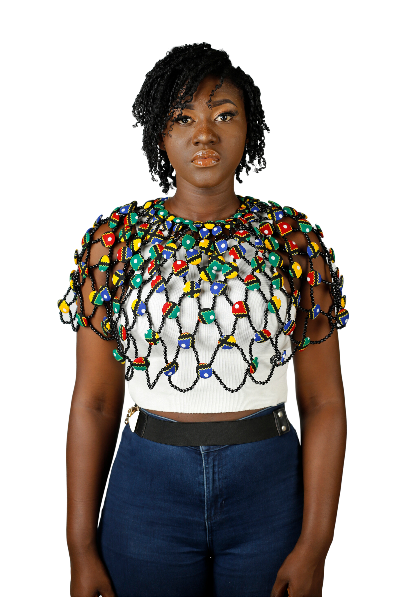 African Print Statement Necklace/Statement Ankara/ African Print Button Cape/ Large