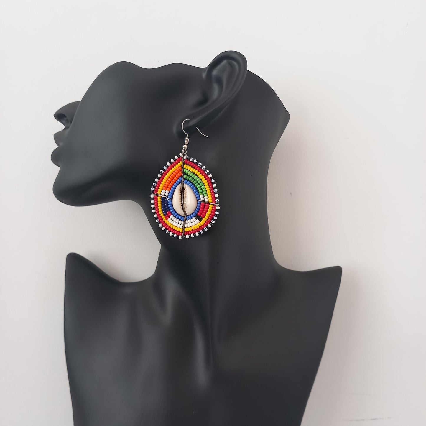 Cowrie and Beaded Earrings/African Masai Earrings Minimalist Earrings/