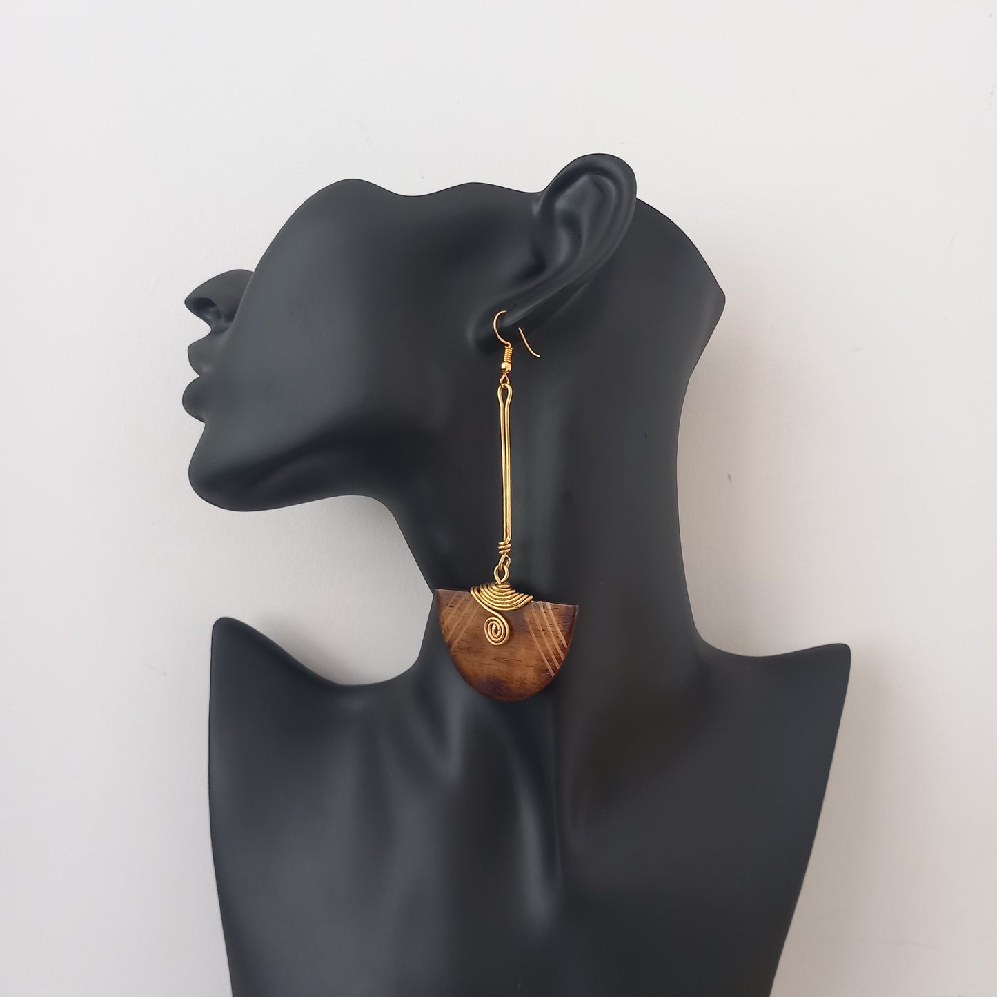 Handmade Brass and Bone Pendulum Earrings