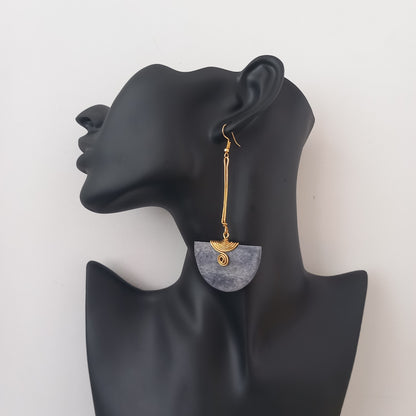 Handmade Brass and Bone Pendulum Earrings