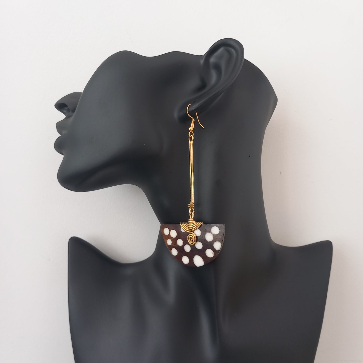 Handmade Brass and Bone Pendulum Earrings