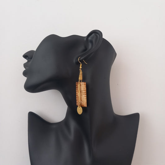 Wood and Brass Earrings