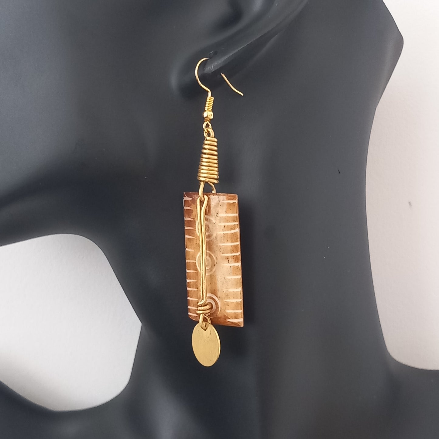 Wood and Brass Earrings