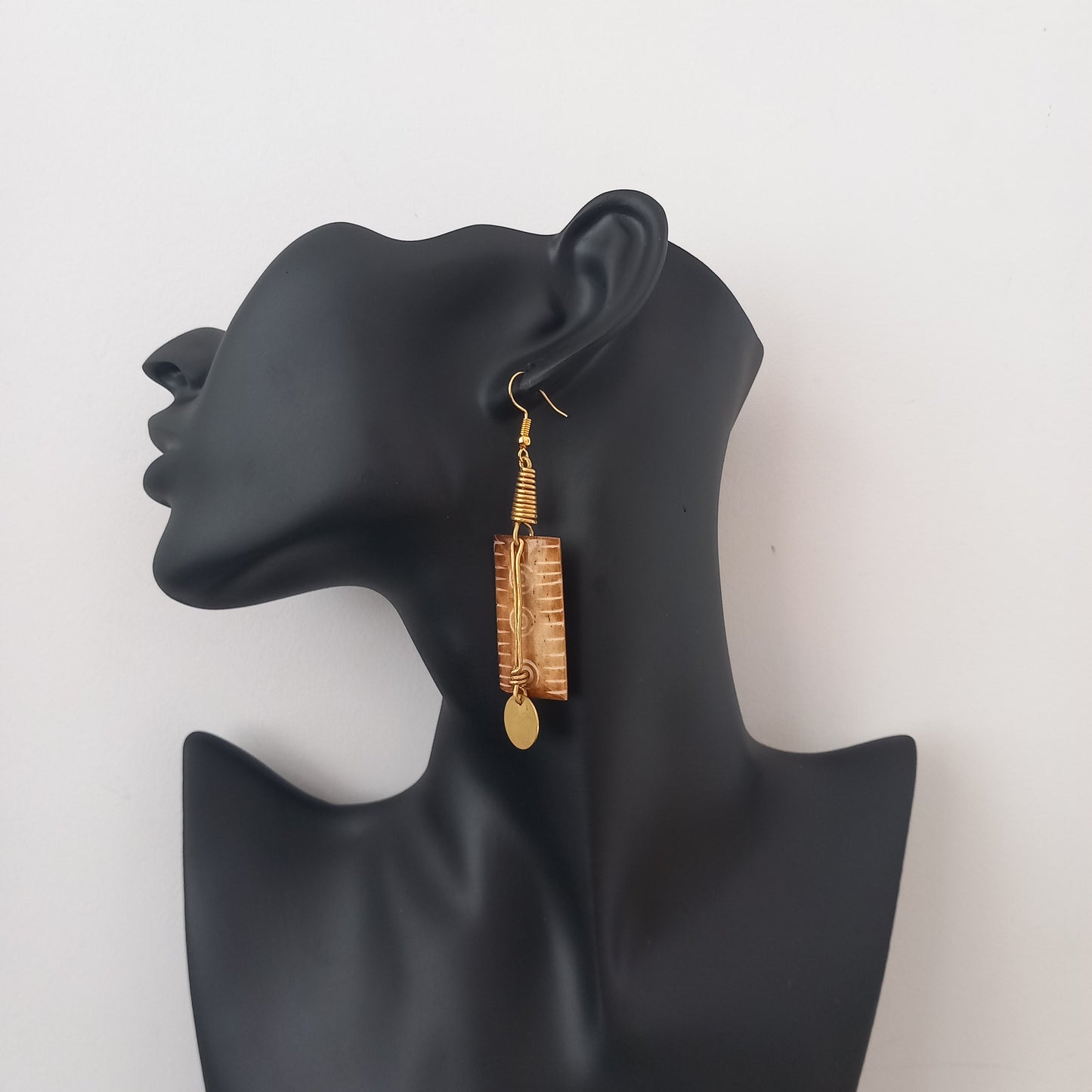 Wood and Brass Earrings