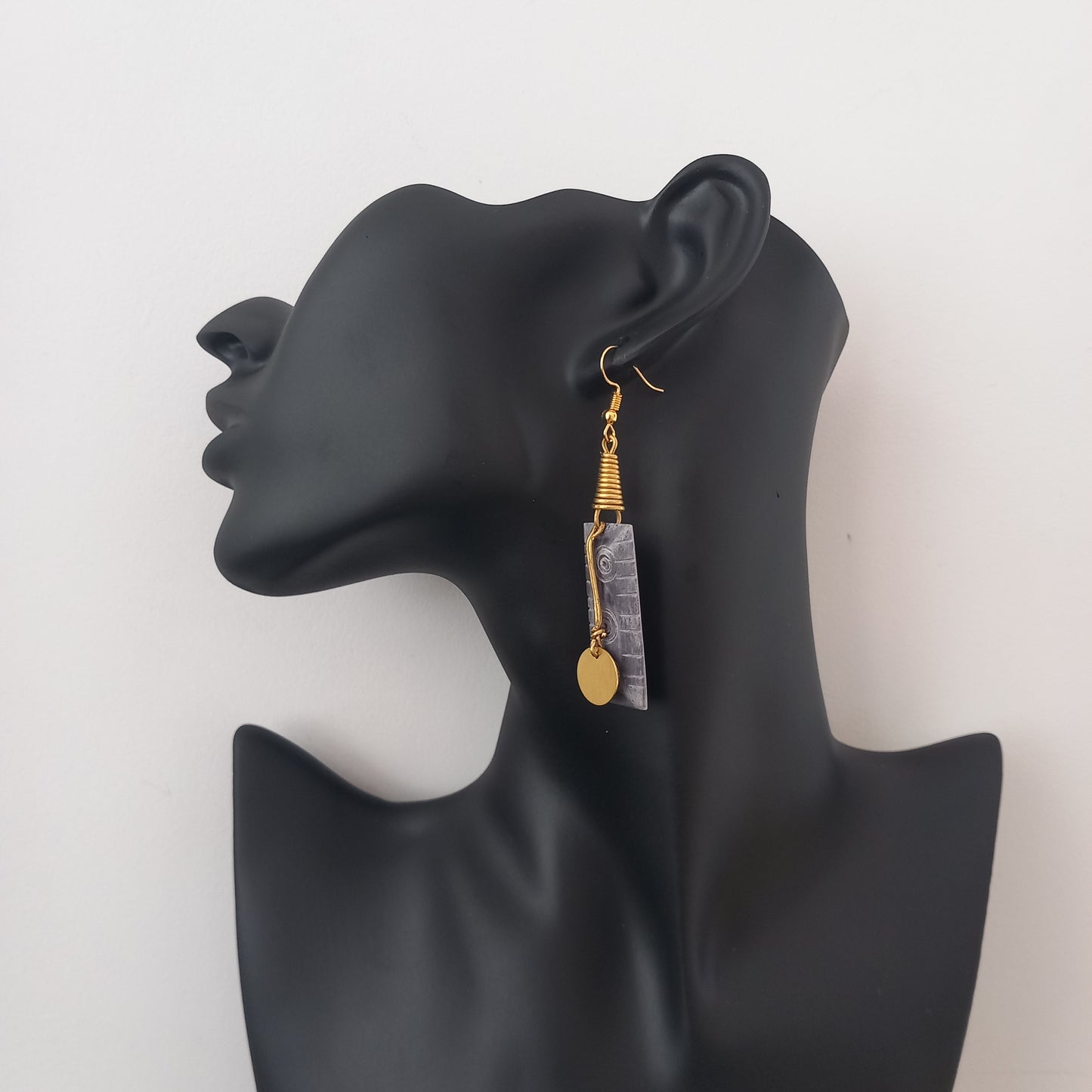 Wood and Brass Earrings