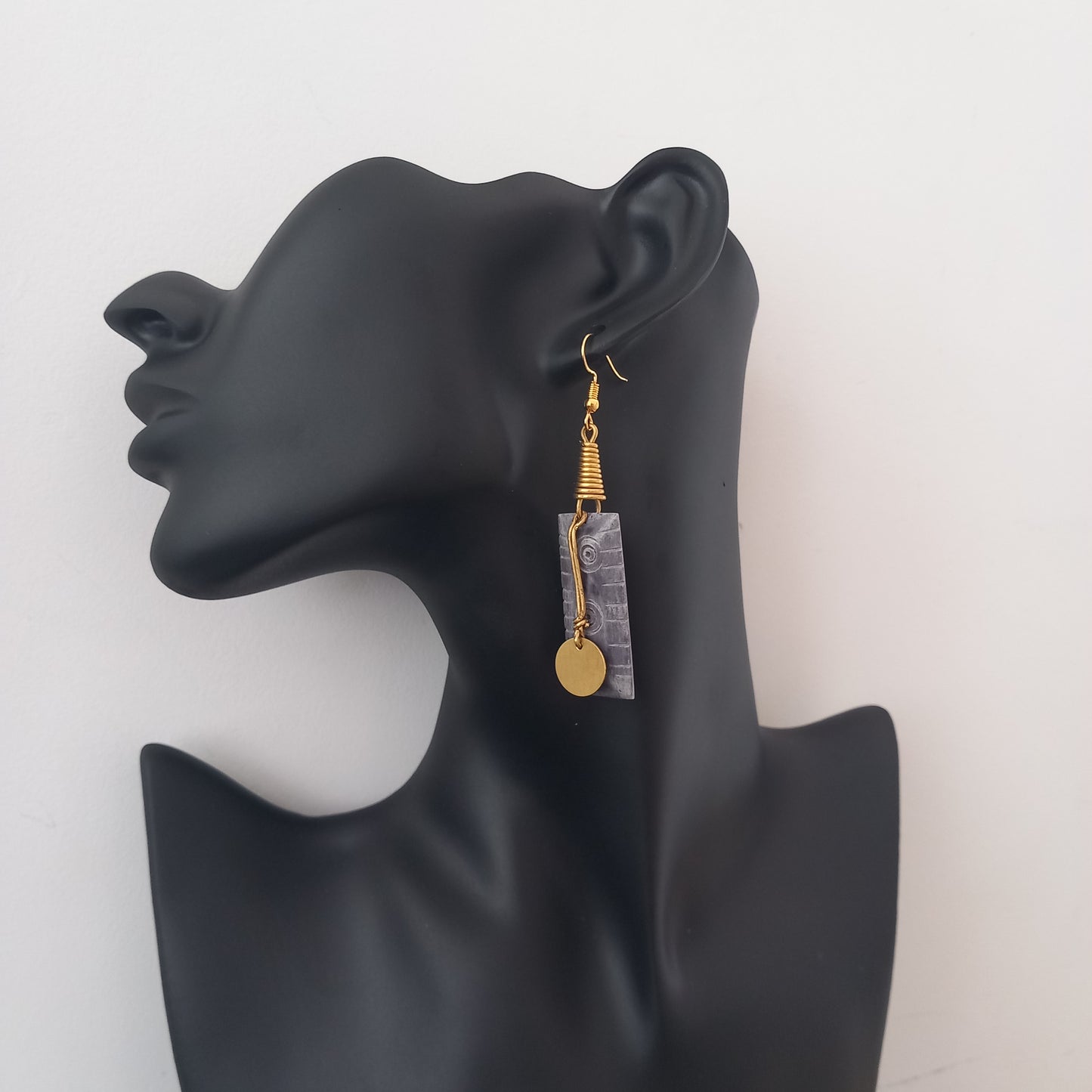 Wood and Brass Earrings