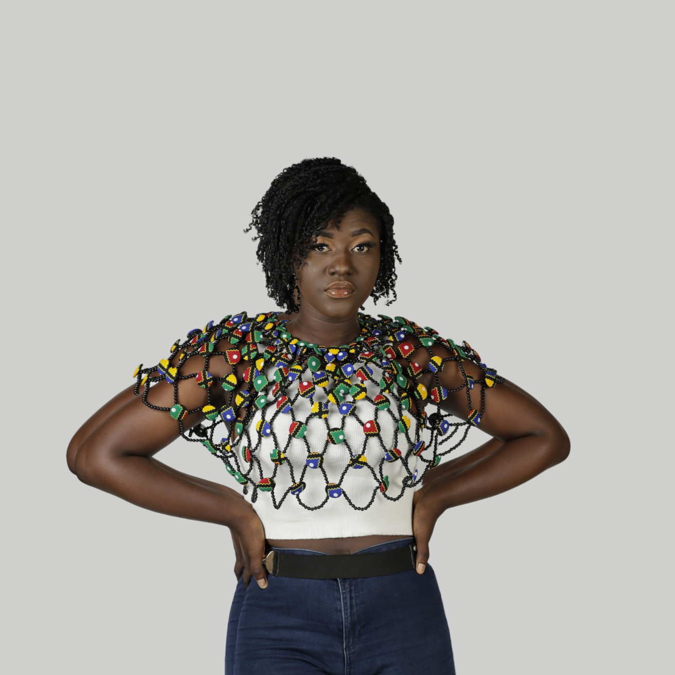 African Print Statement Necklace/Statement Ankara/ African Print Button Cape/ Large