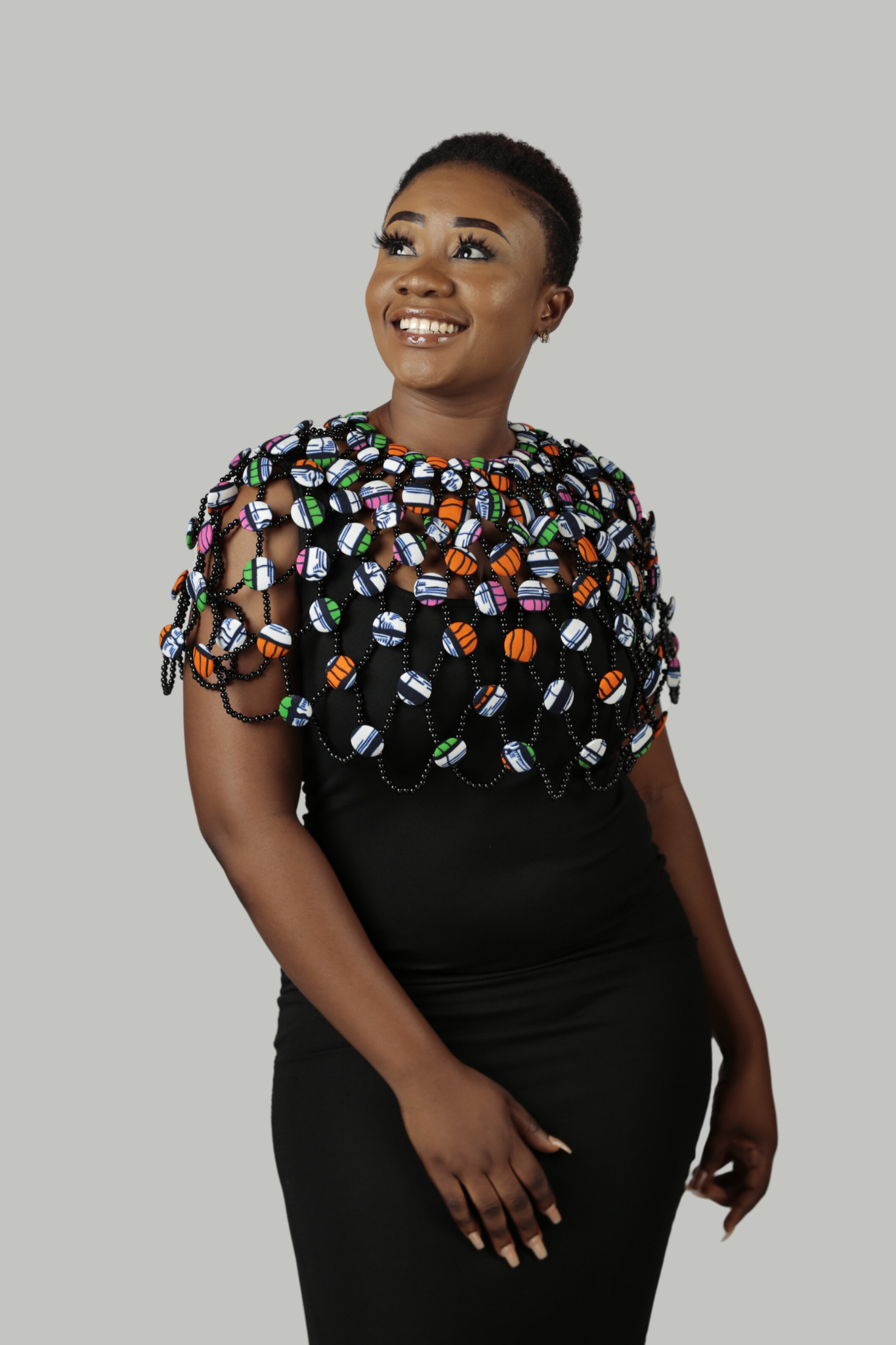 African Print Statement Necklace/Statement Ankara/ African Print Button Cape/ Large