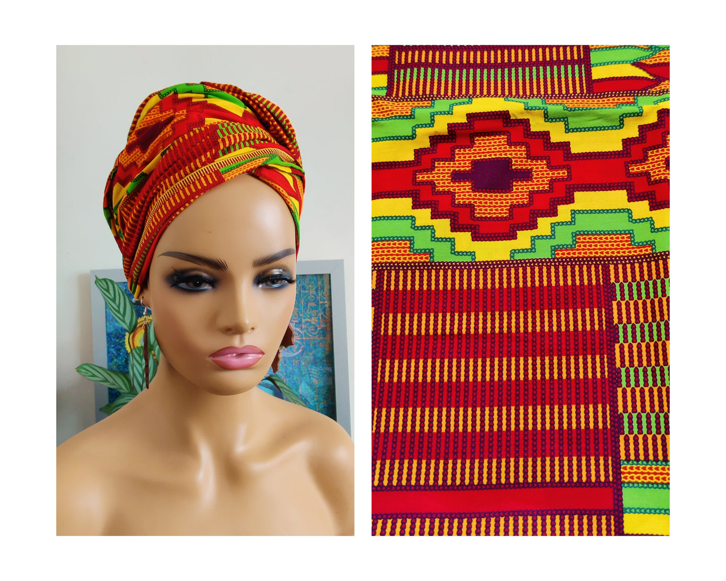 Kente Ankara Print Headwrap | Print headscarf | African Print Headwrap