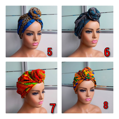 Satin lined Turban,   Pre-Tied Headwrap. Stylish knot, Easy hair styling, Chemo covering, Alopecia