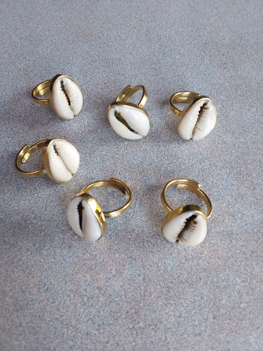 Cowrie Brass Adjustable Ring
