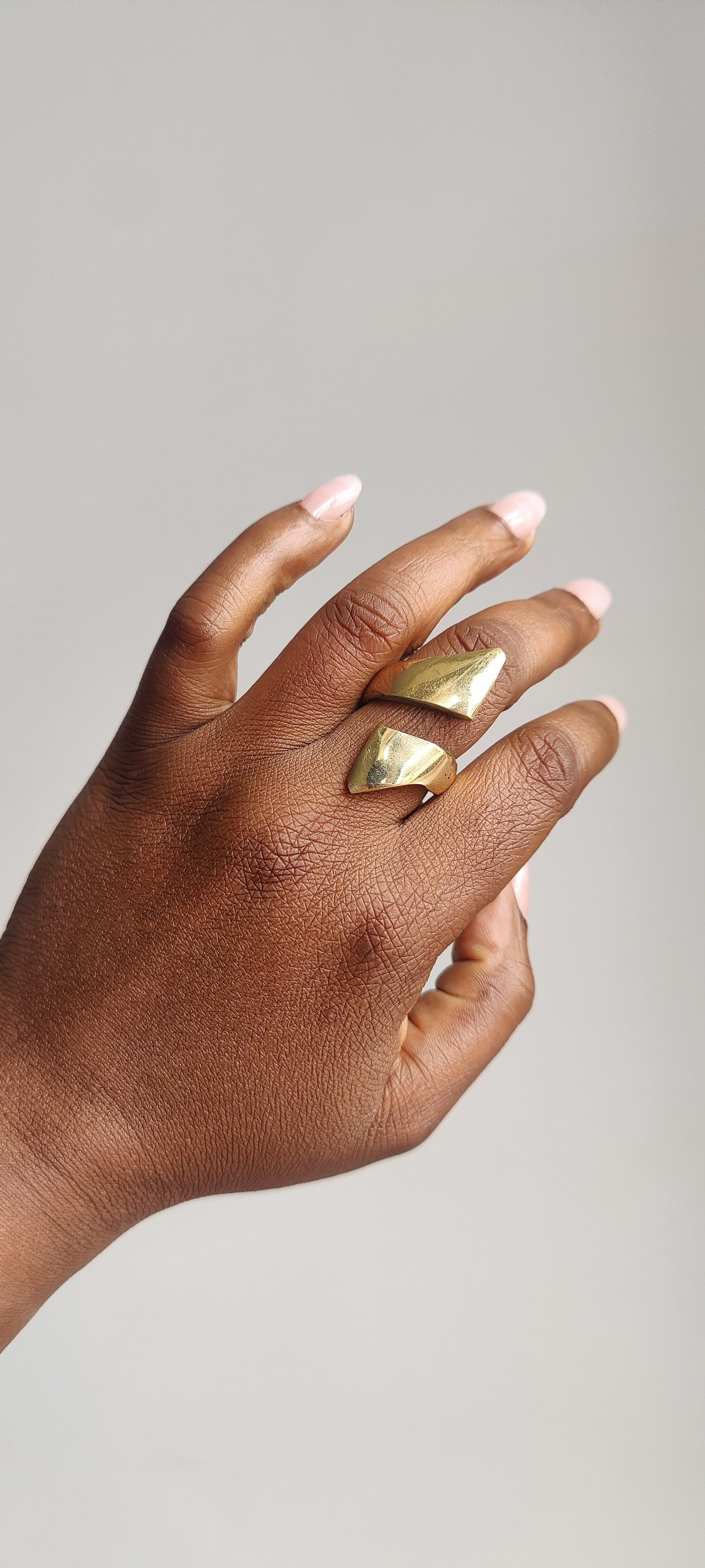 Brass Adjustable Abstract Rings
