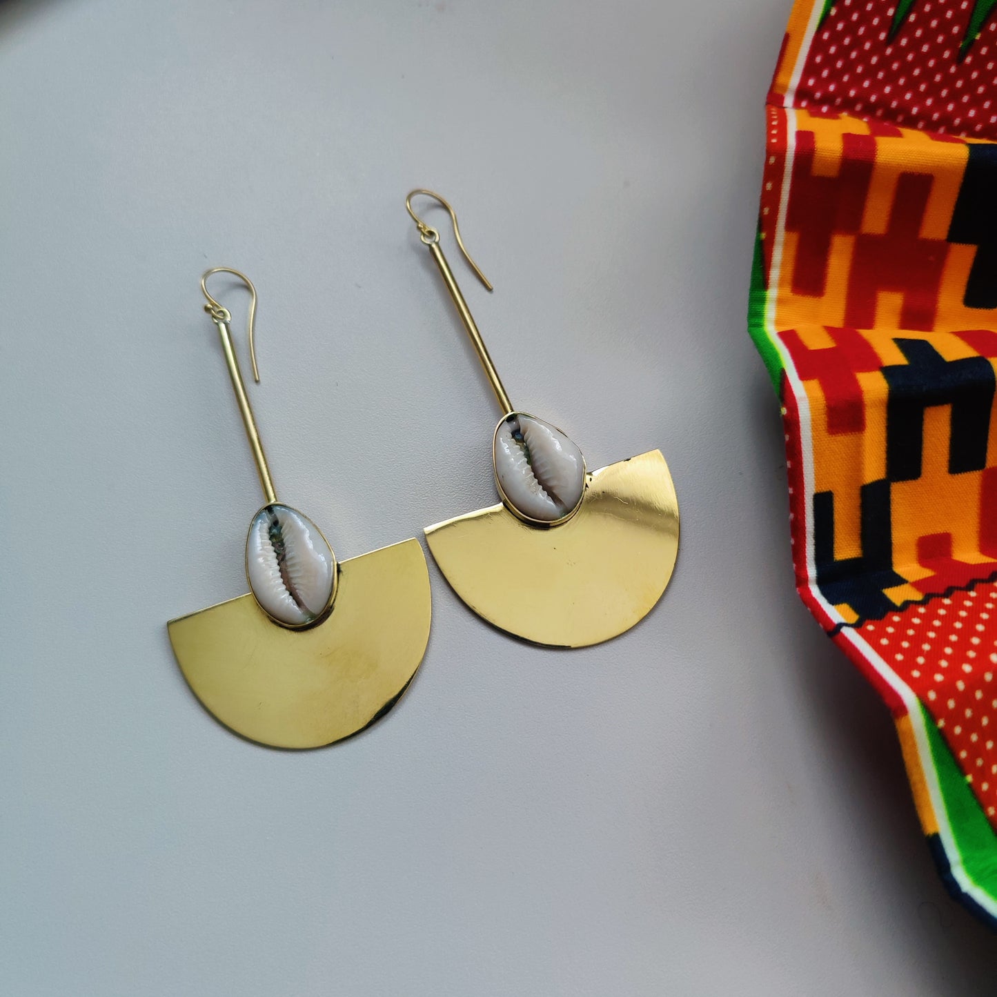 Sold Cowrie and Brass Earrings