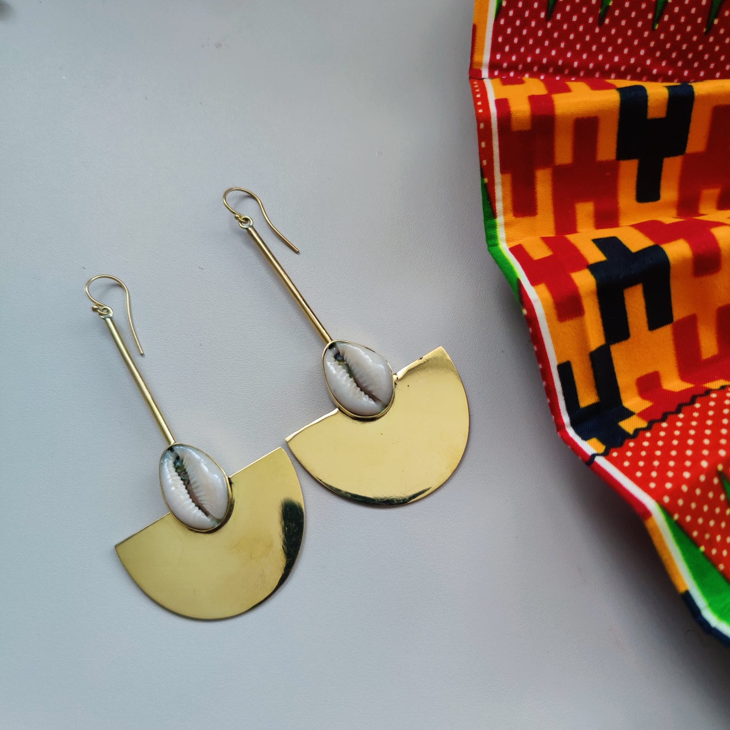 Sold Cowrie and Brass Earrings