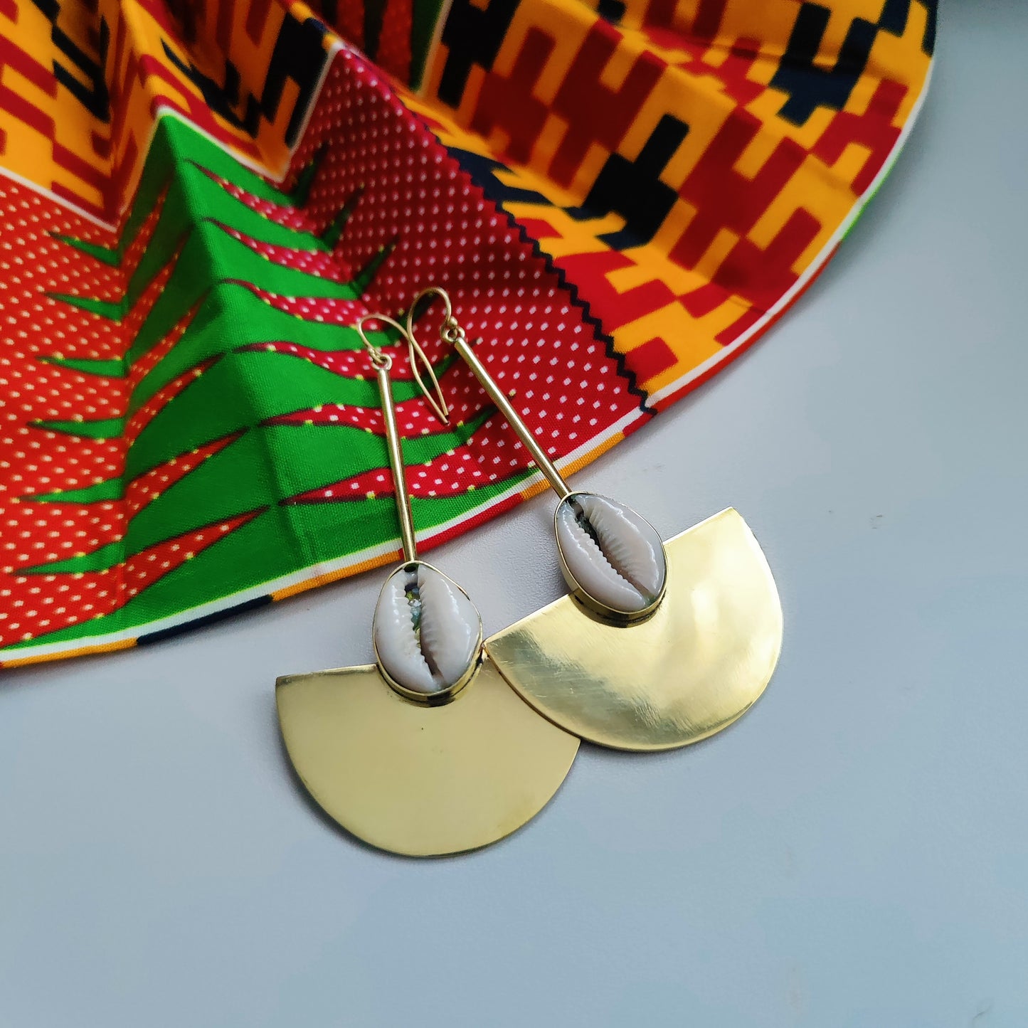 Sold Cowrie and Brass Earrings