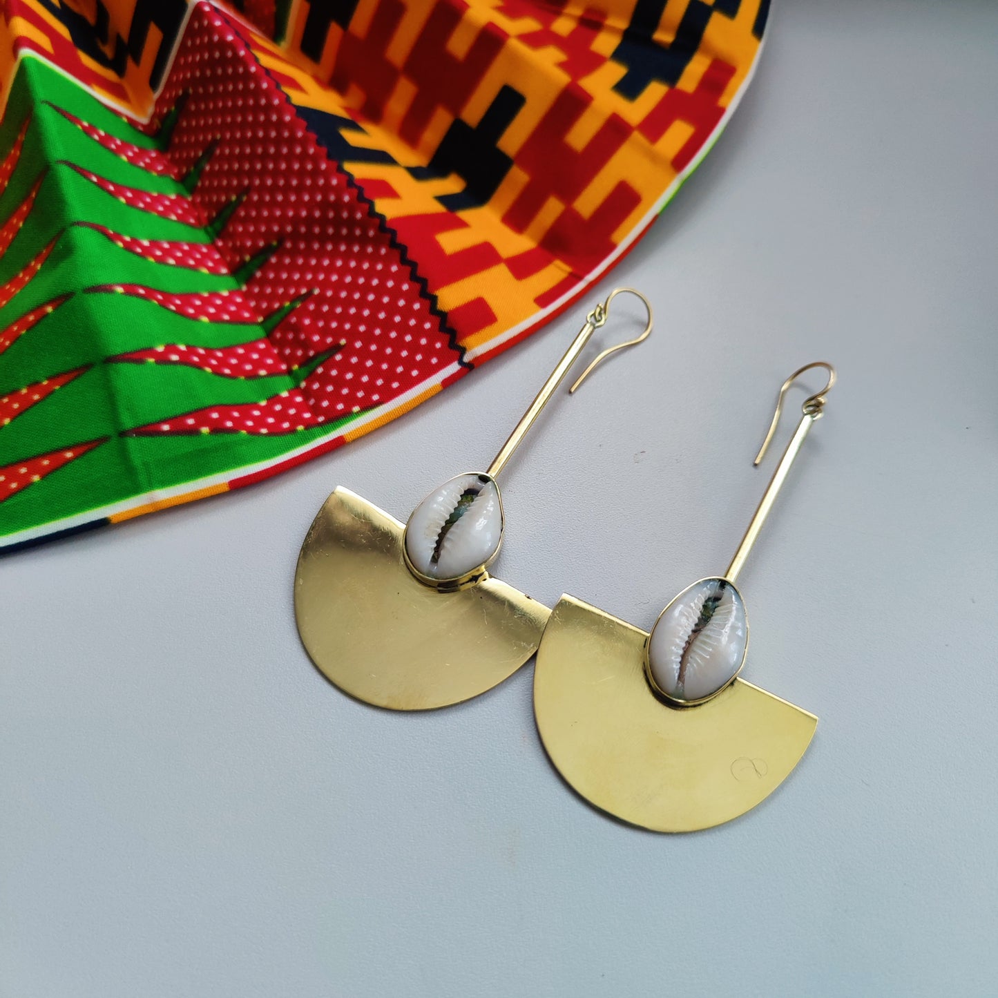 Sold Cowrie and Brass Earrings
