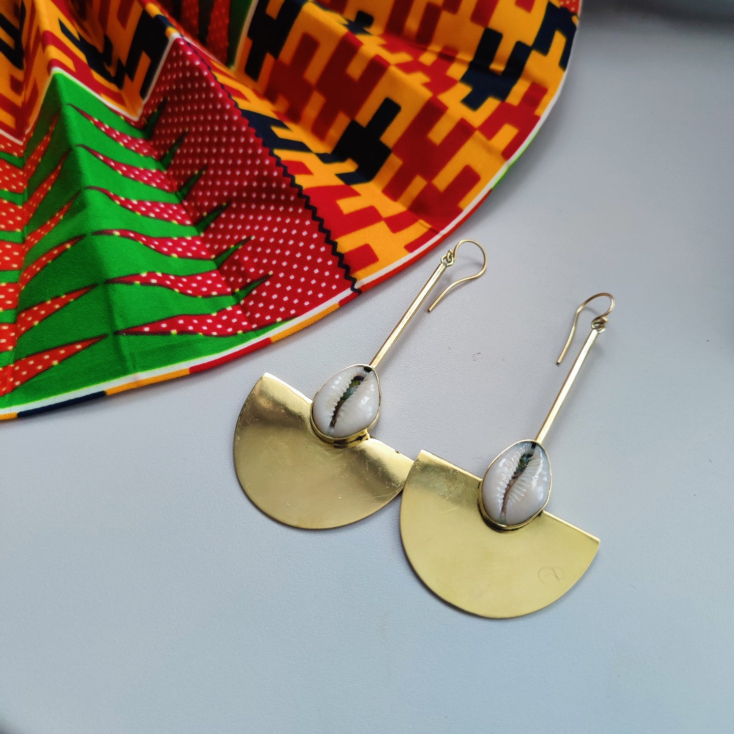 Sold Cowrie and Brass Earrings