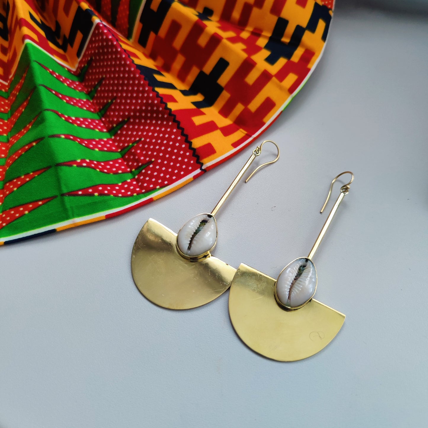 Sold Cowrie and Brass Earrings