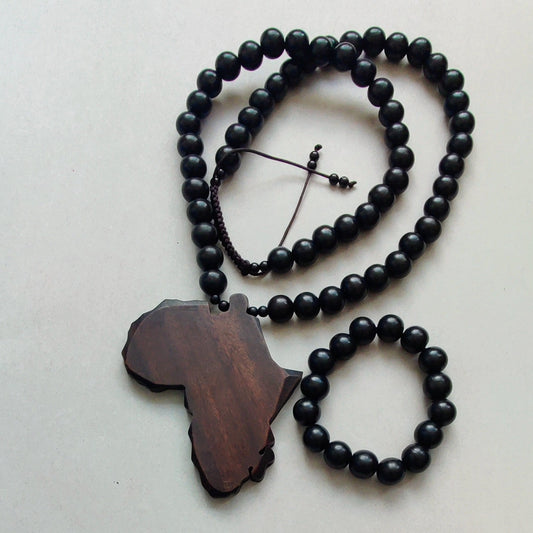 Mens Necklace/ Glass Beads Necklace with  Africa / Ankh Pendant