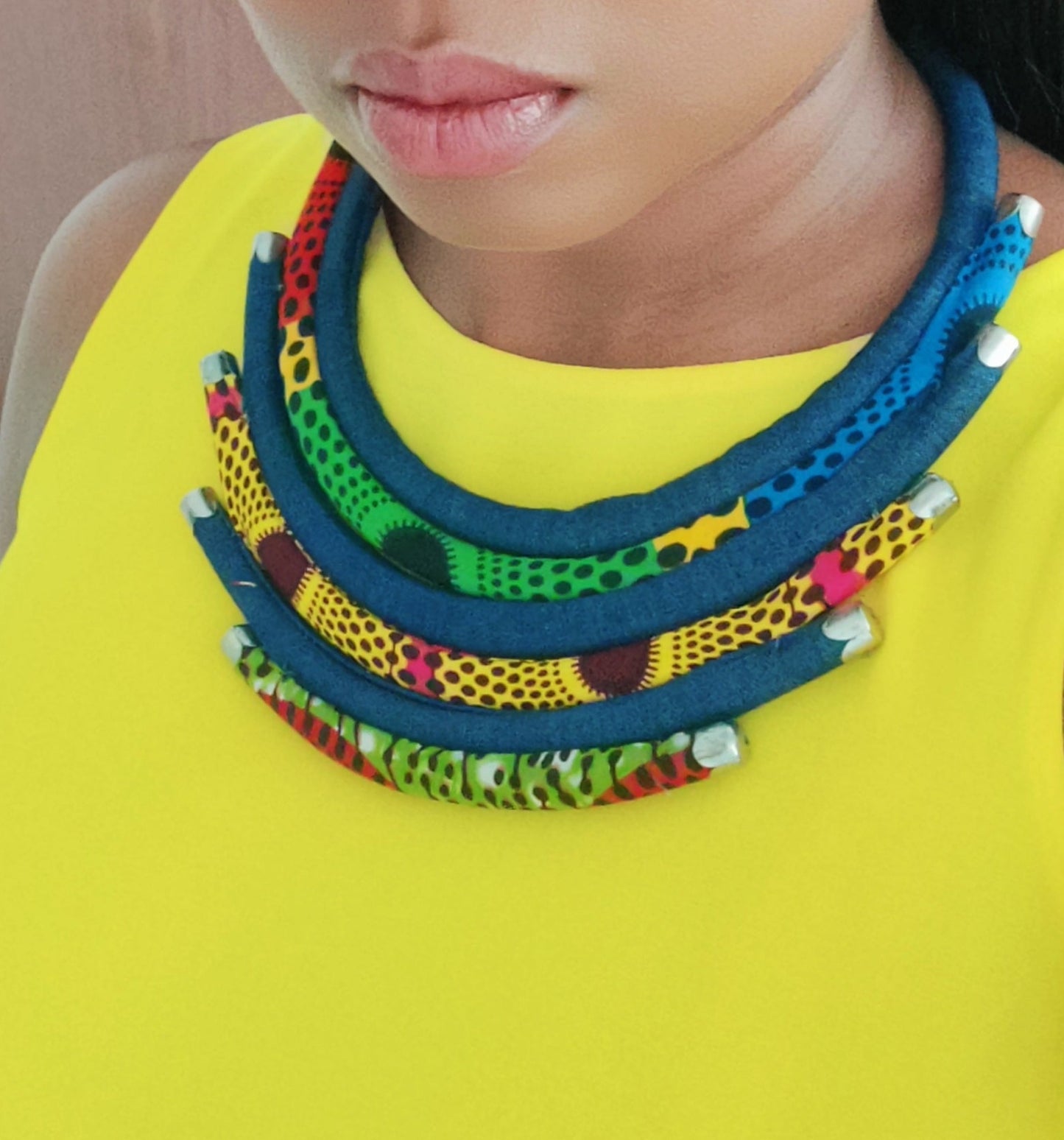 Multil-Layered African Print Necklace: Afifa