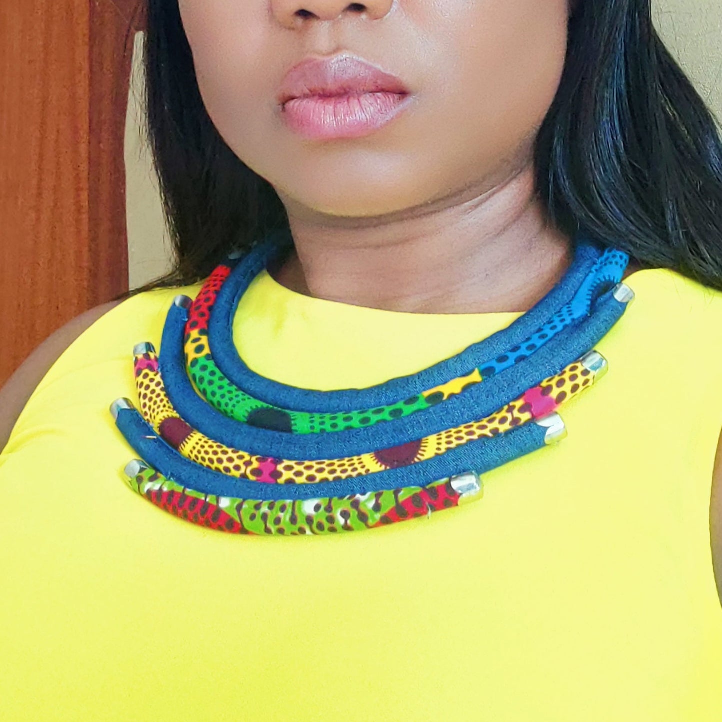 Multil-Layered African Print Necklace: Afifa