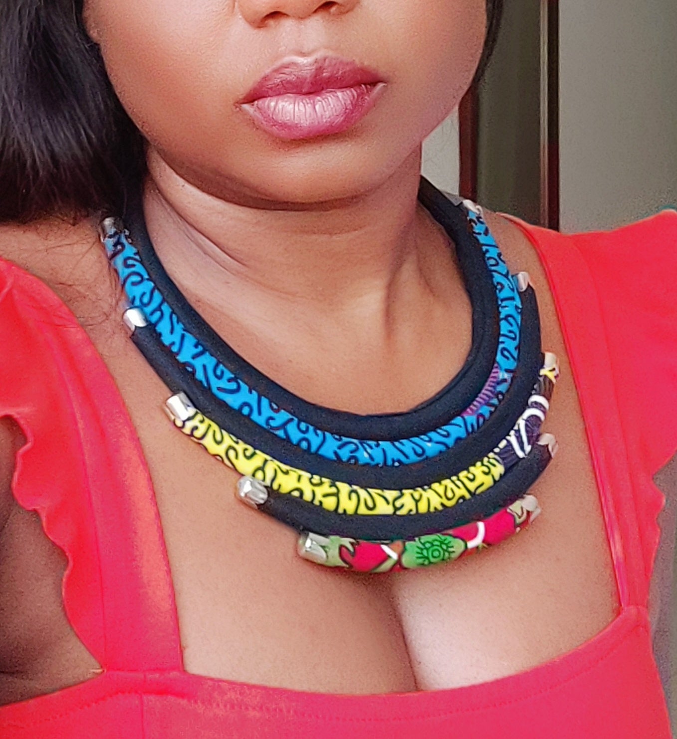 Multil-Layered African Print Necklace: Afifa