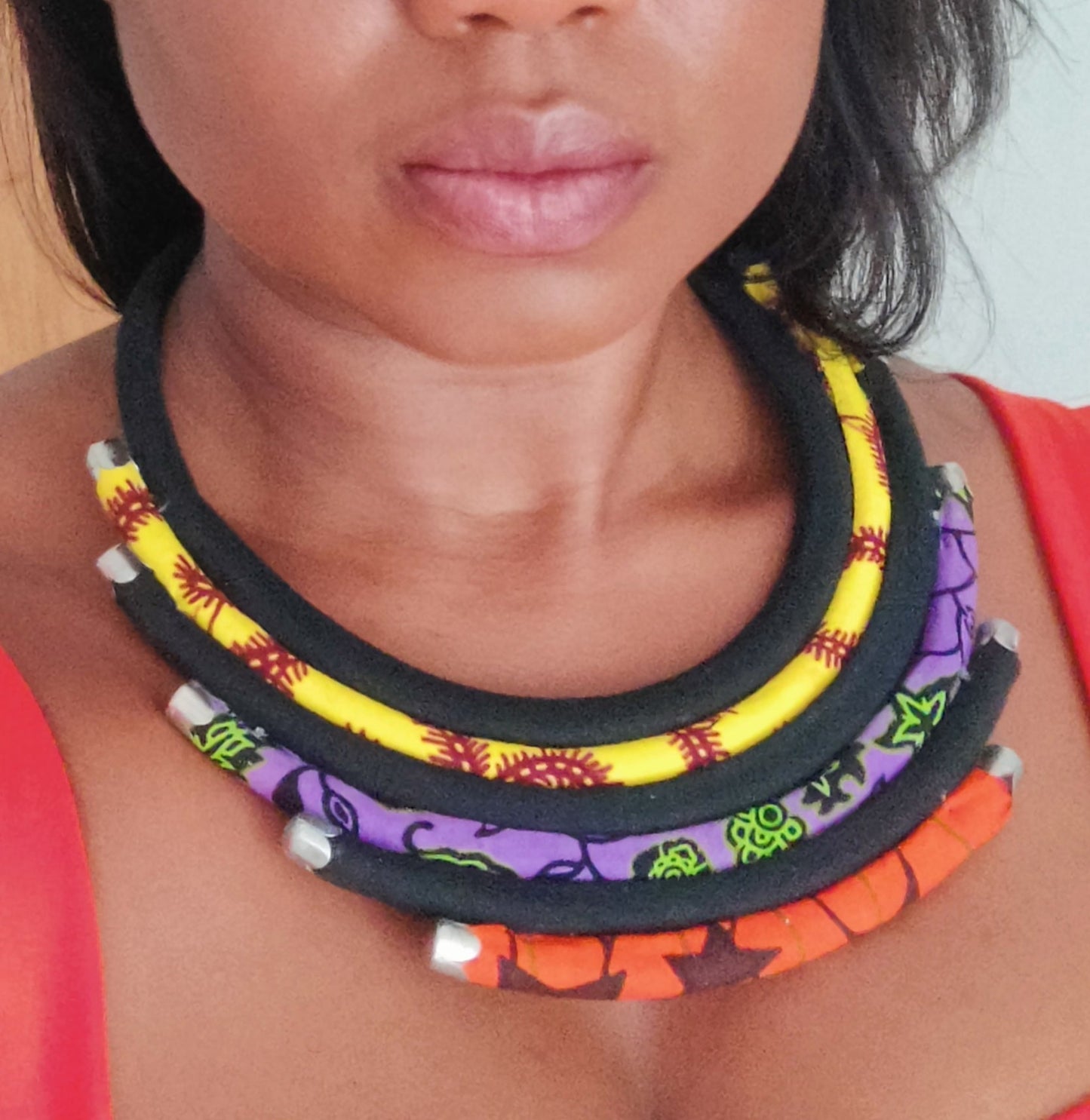Multil-Layered African Print Necklace: Afifa