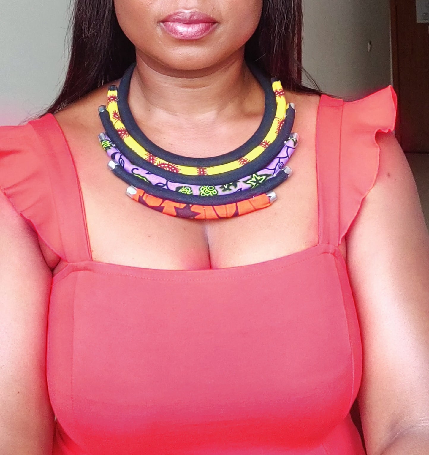 Multil-Layered African Print Necklace: Afifa