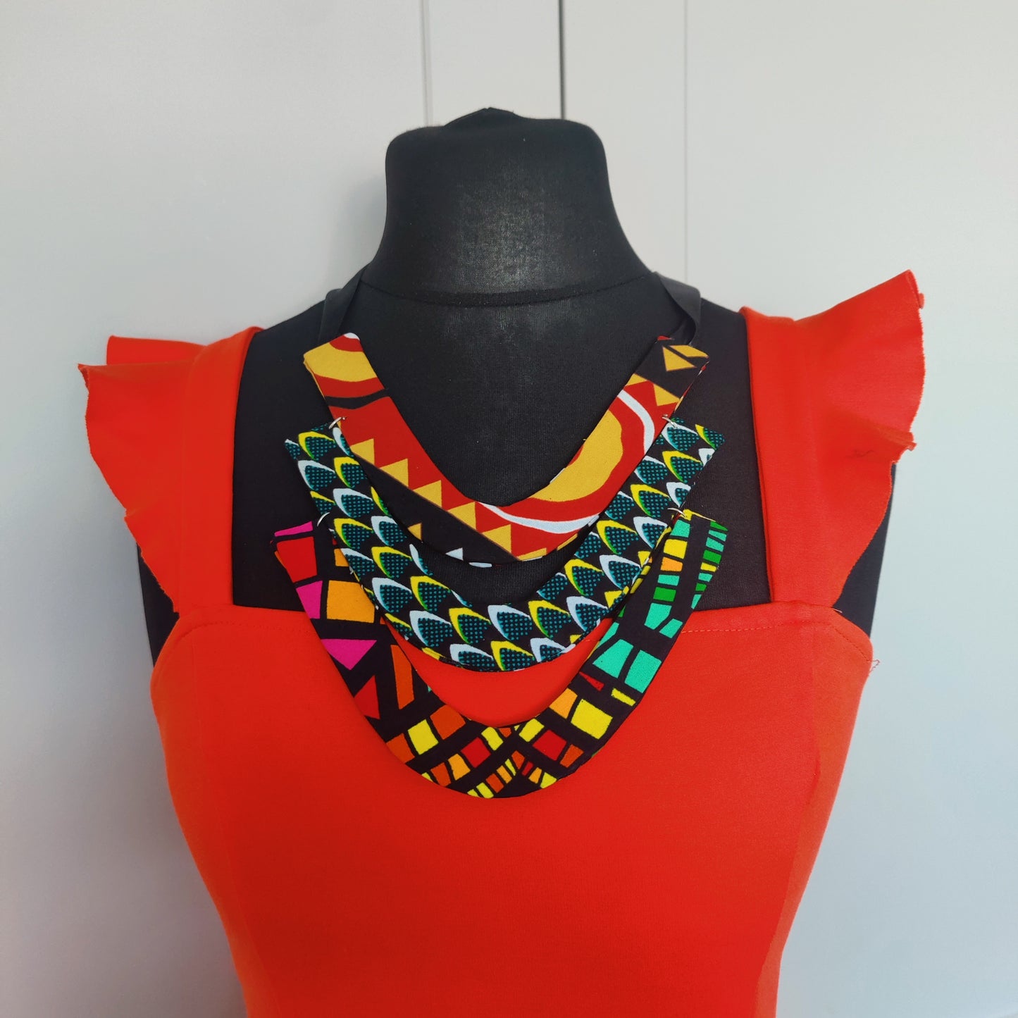 V Shaped  Necklace  African Print Necklace,