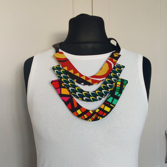 V Shaped  Necklace  African Print Necklace,