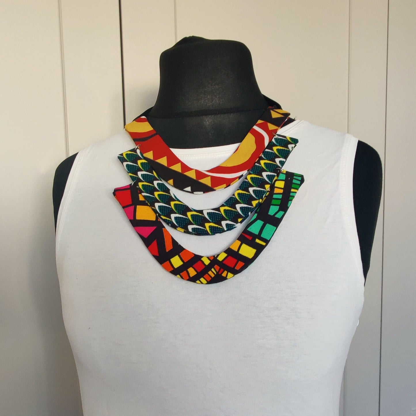 V Shaped  Necklace  African Print Necklace,