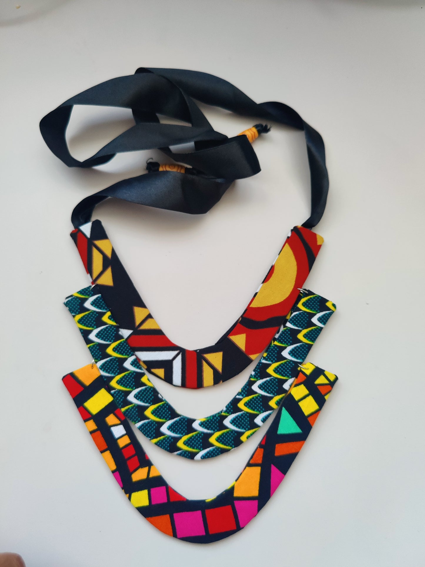 V Shaped  Necklace  African Print Necklace,