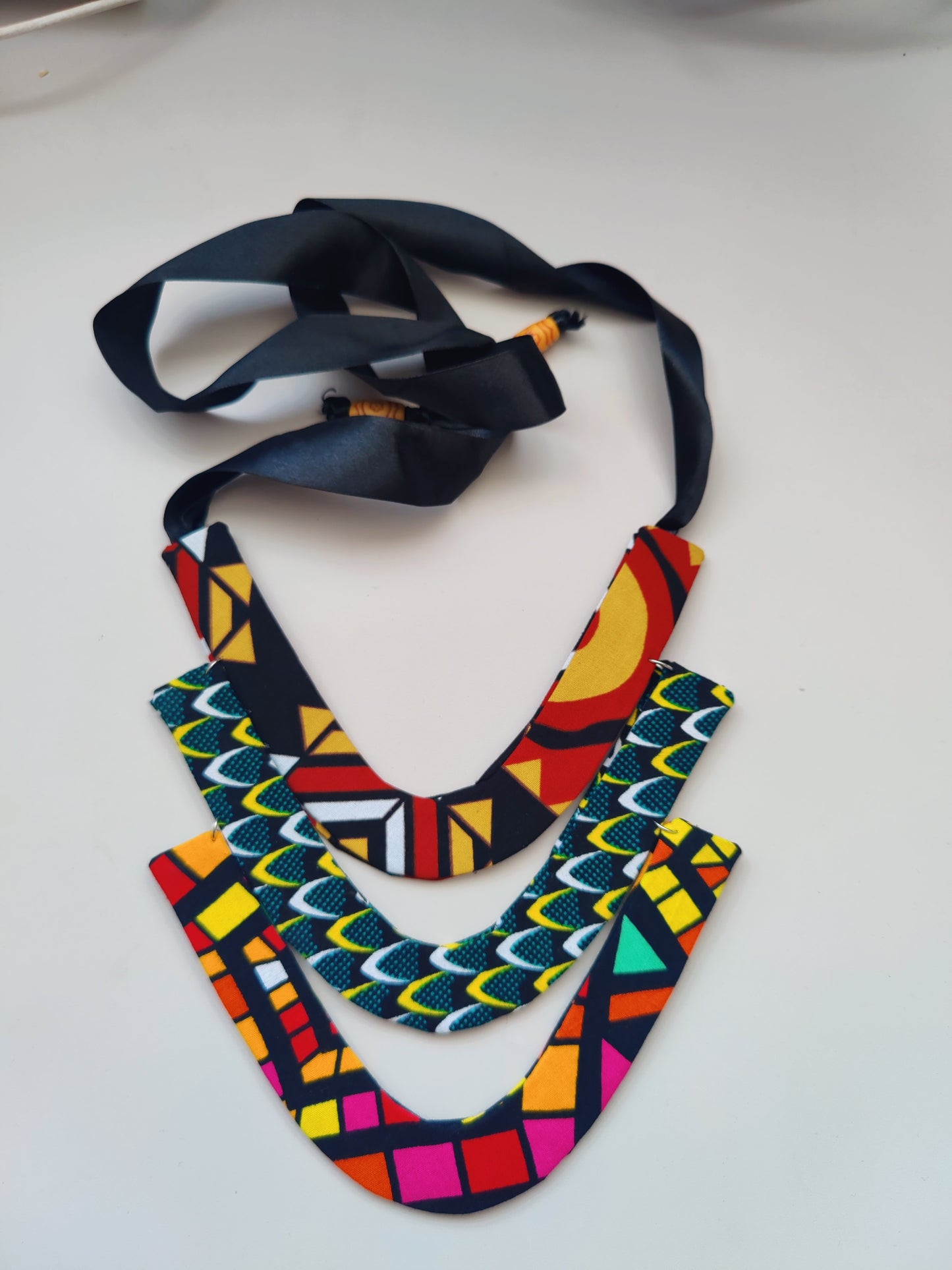 V Shaped  Necklace  African Print Necklace,