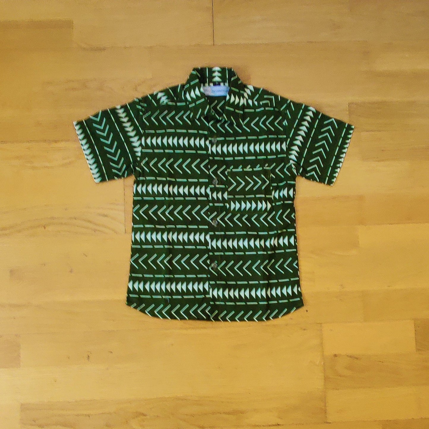 African Print Boys Shirt/ Zulu Green