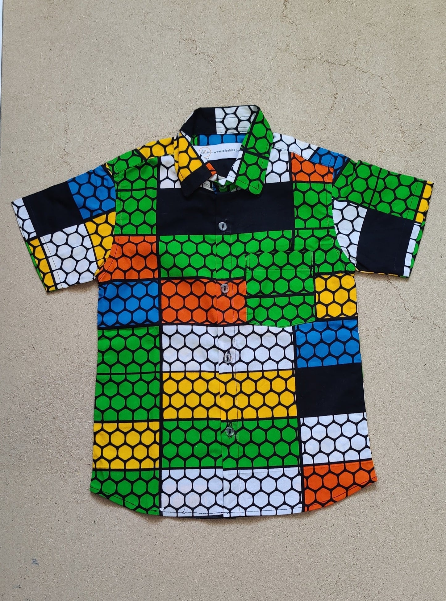 African Print Boys Shirt/ Spotted