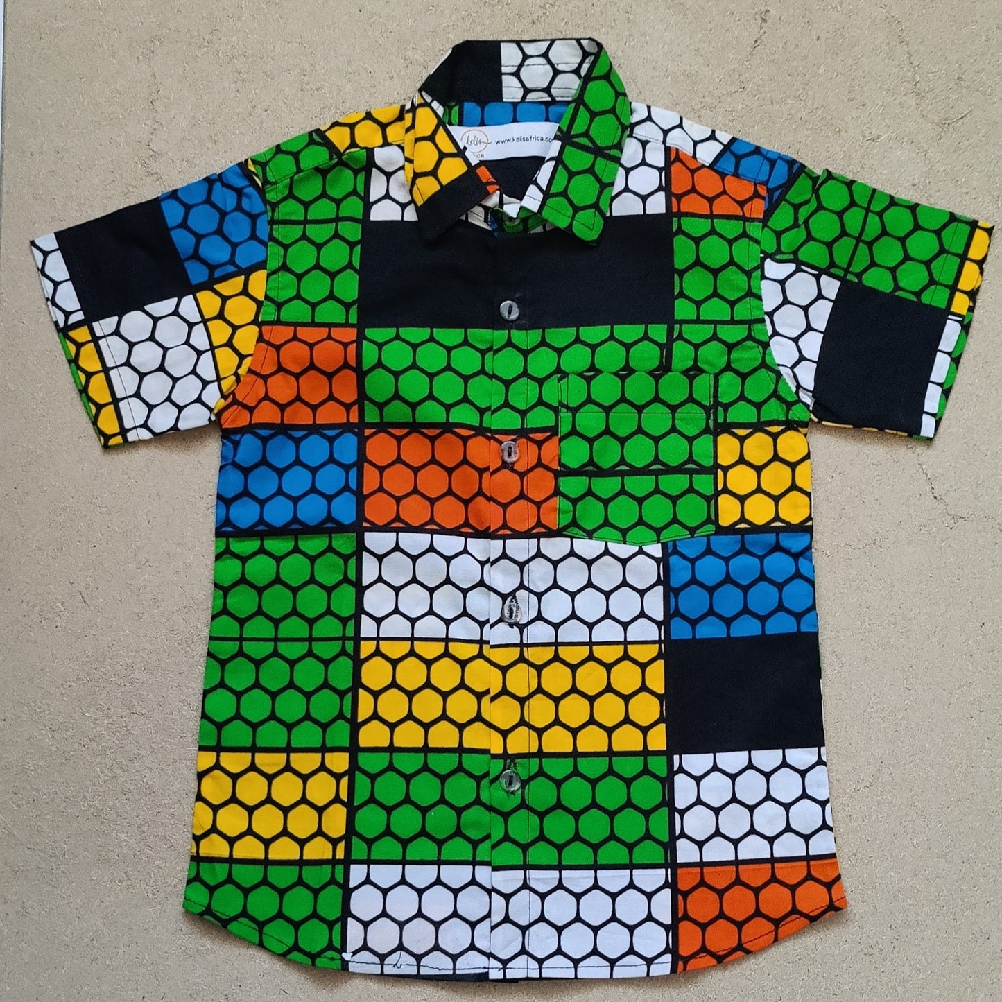 African Print Boys Shirt/ Spotted