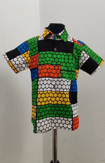 African Print Boys Shirt/ Spotted