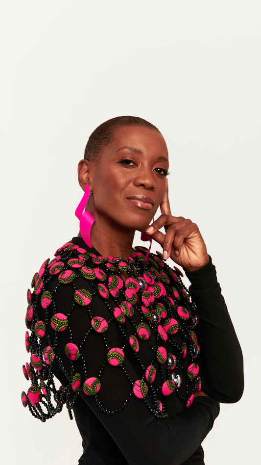 African Print Statement Necklace/Statement Ankara/ African Print Button Cape/ Large