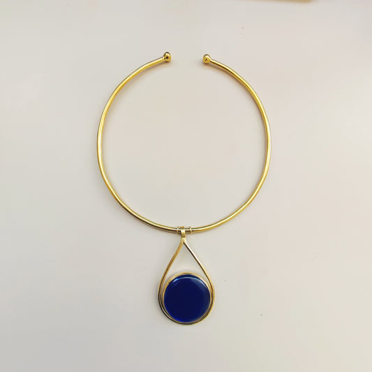 Minimalist Statement Brass Necklace Teardrop Pendant