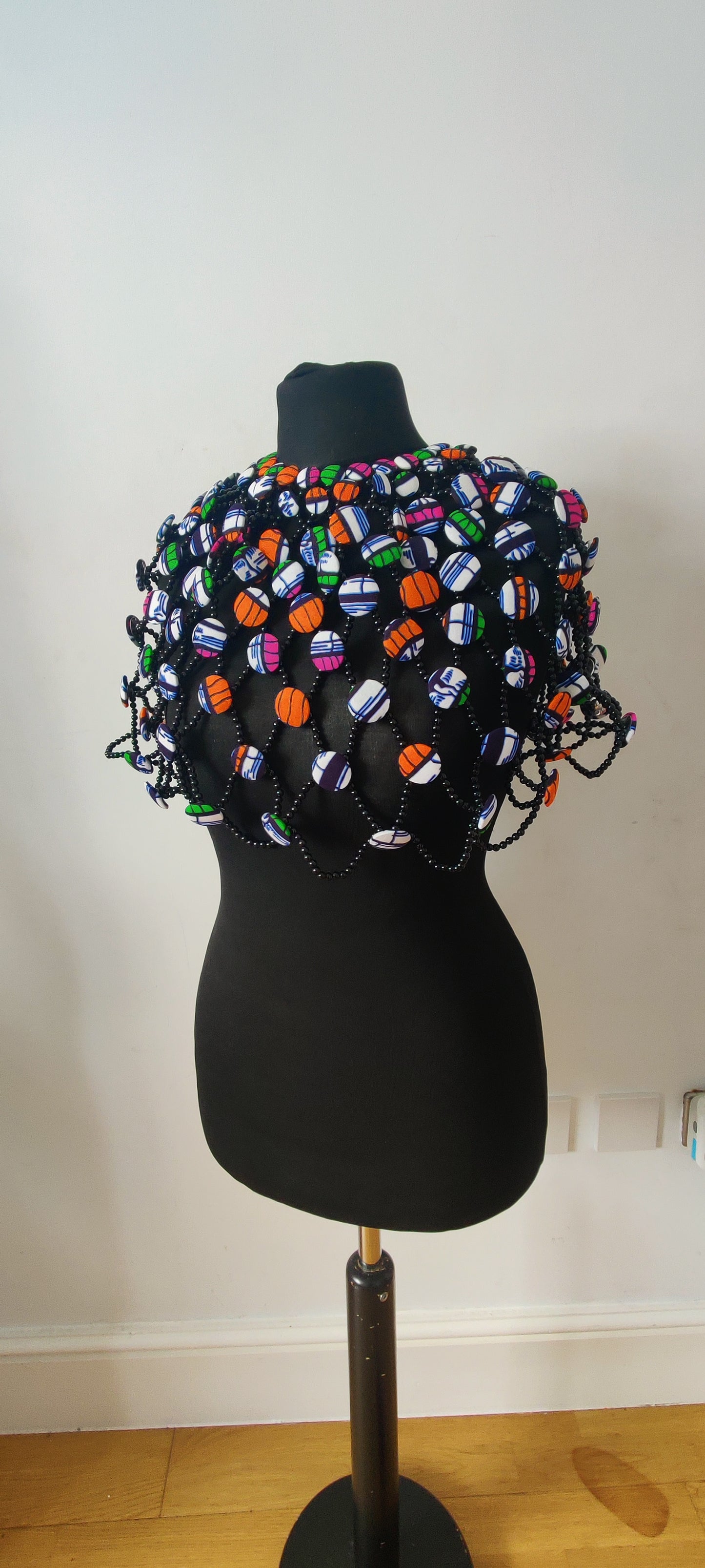African Print Statement Necklace/Statement Ankara/ African Print Button Cape/ Large