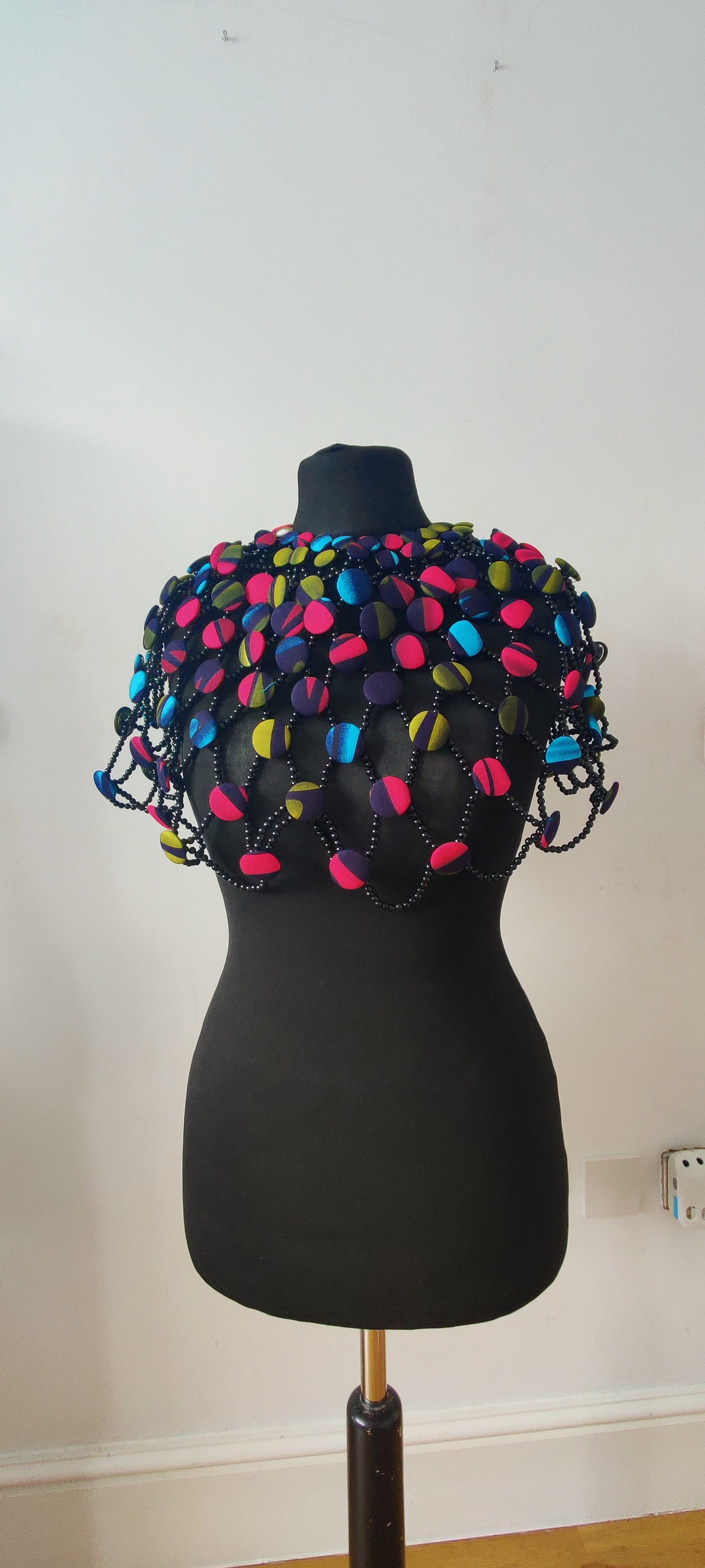 African Print Statement Necklace/Statement Ankara/ African Print Button Cape/ Large