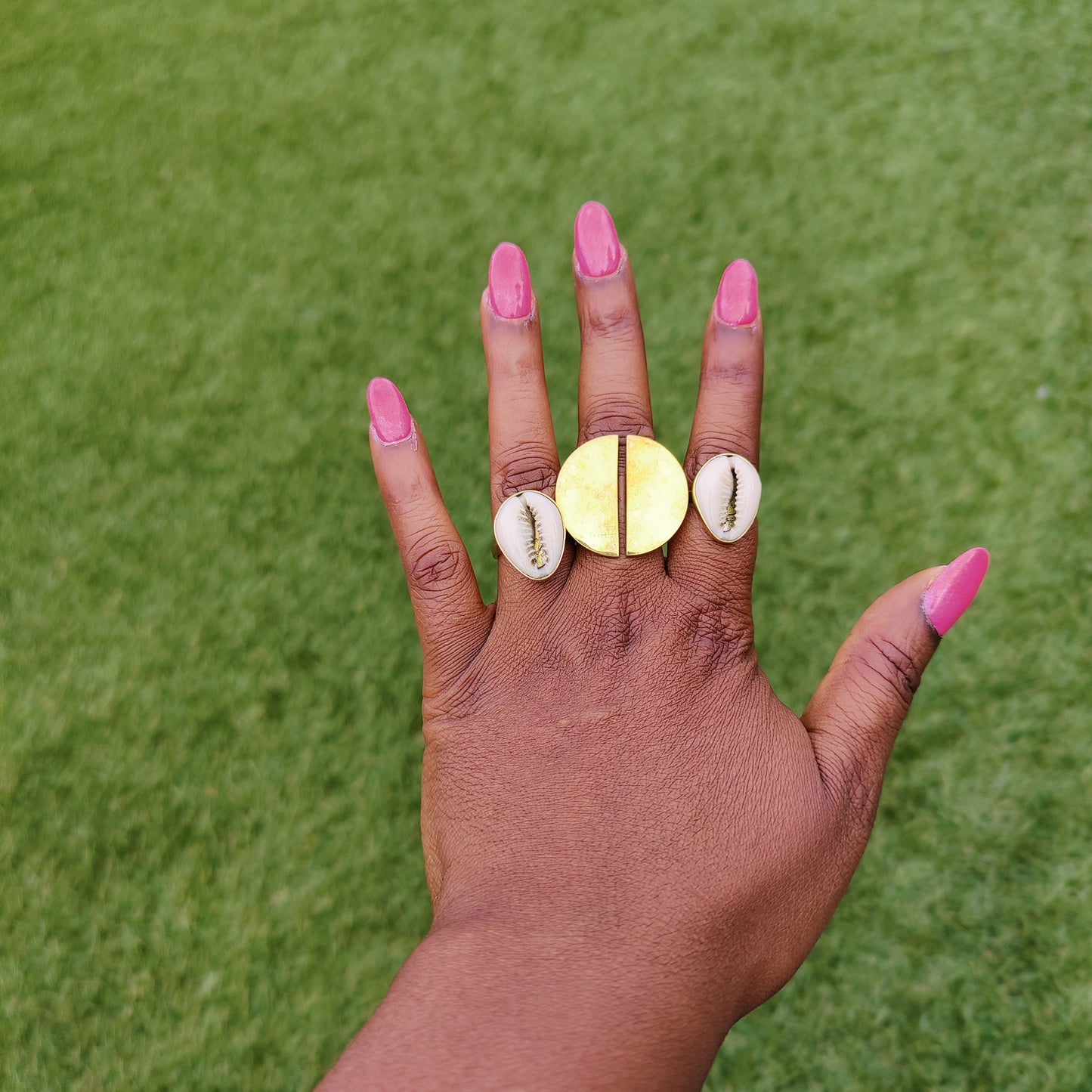 Cowrie Brass Adjustable Ring
