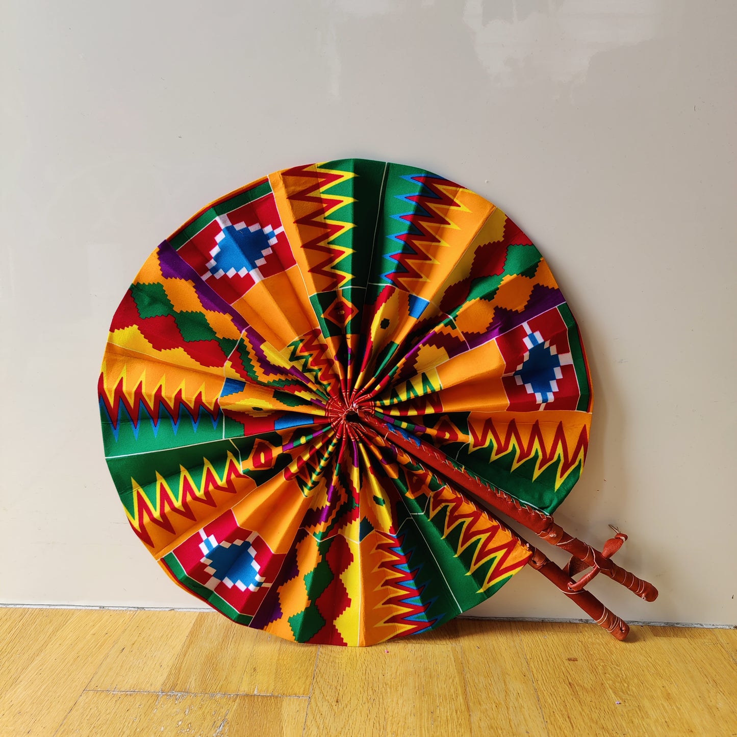 African Print Folding Hand Fan/ Supersize