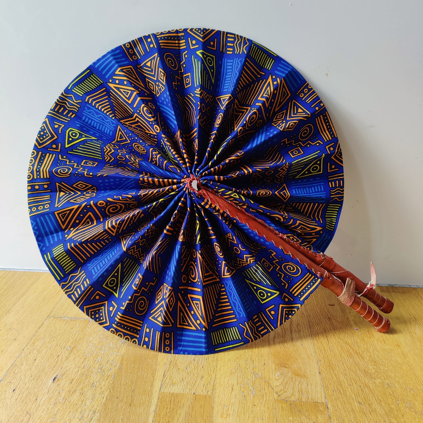 African Print Folding Hand Fan/ Supersize