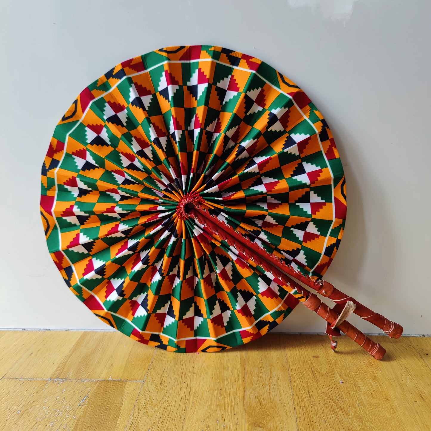 African Print Folding Hand Fan/ Supersize