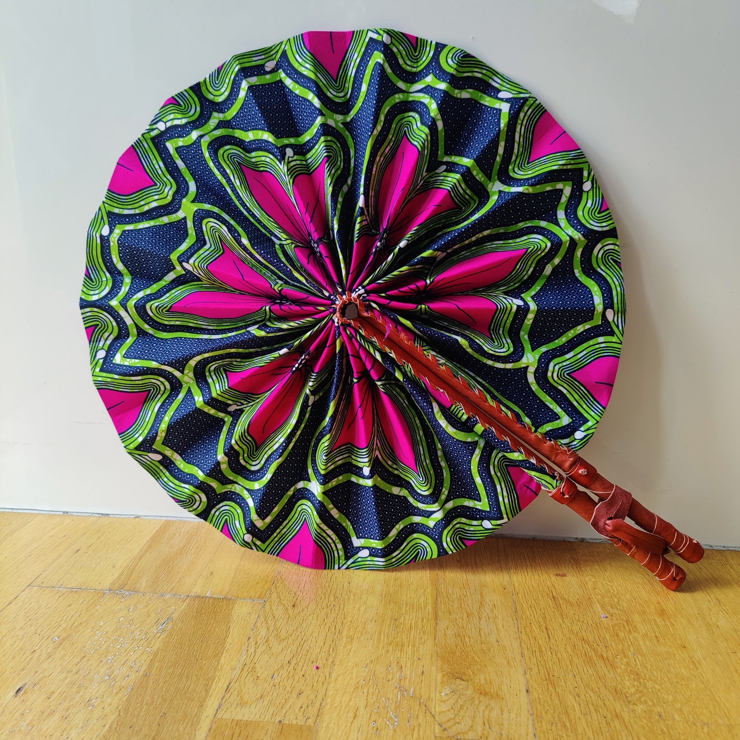 African Print Folding Hand Fan/ Supersize