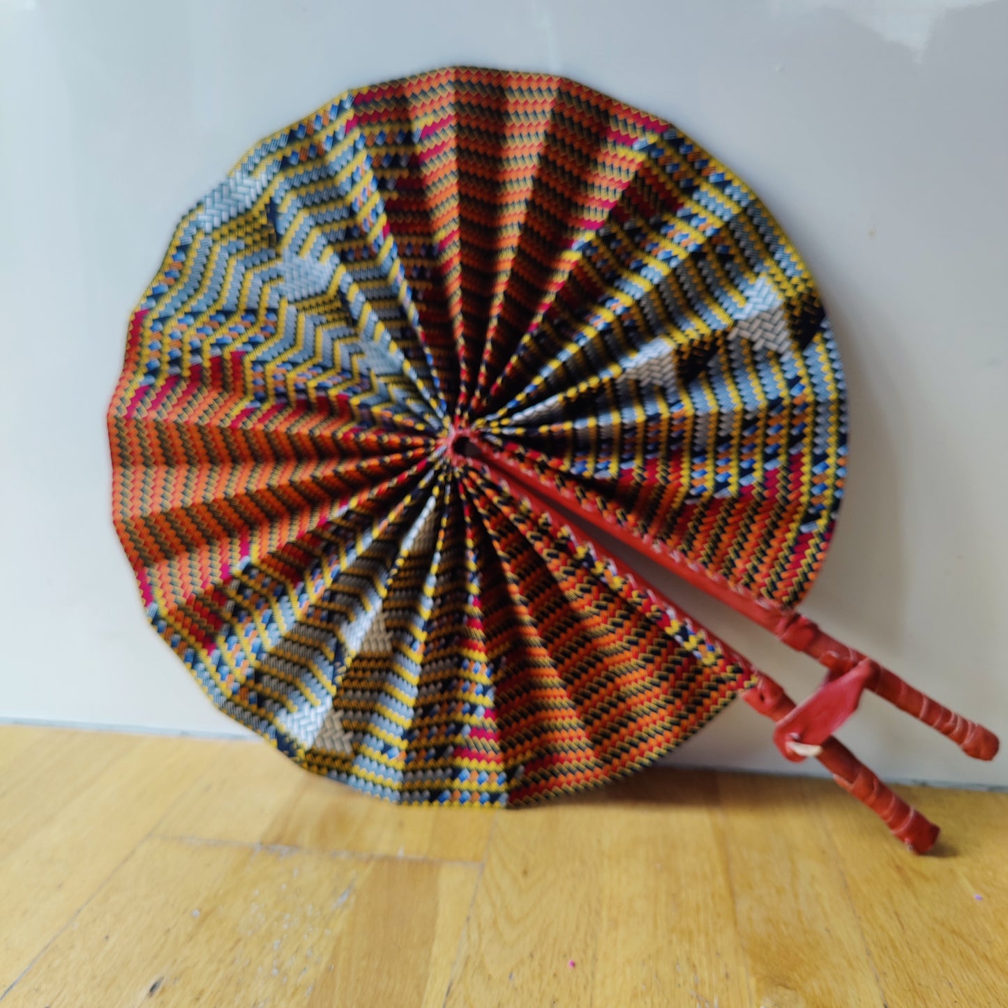 African Print Folding Hand Fan/ Supersize