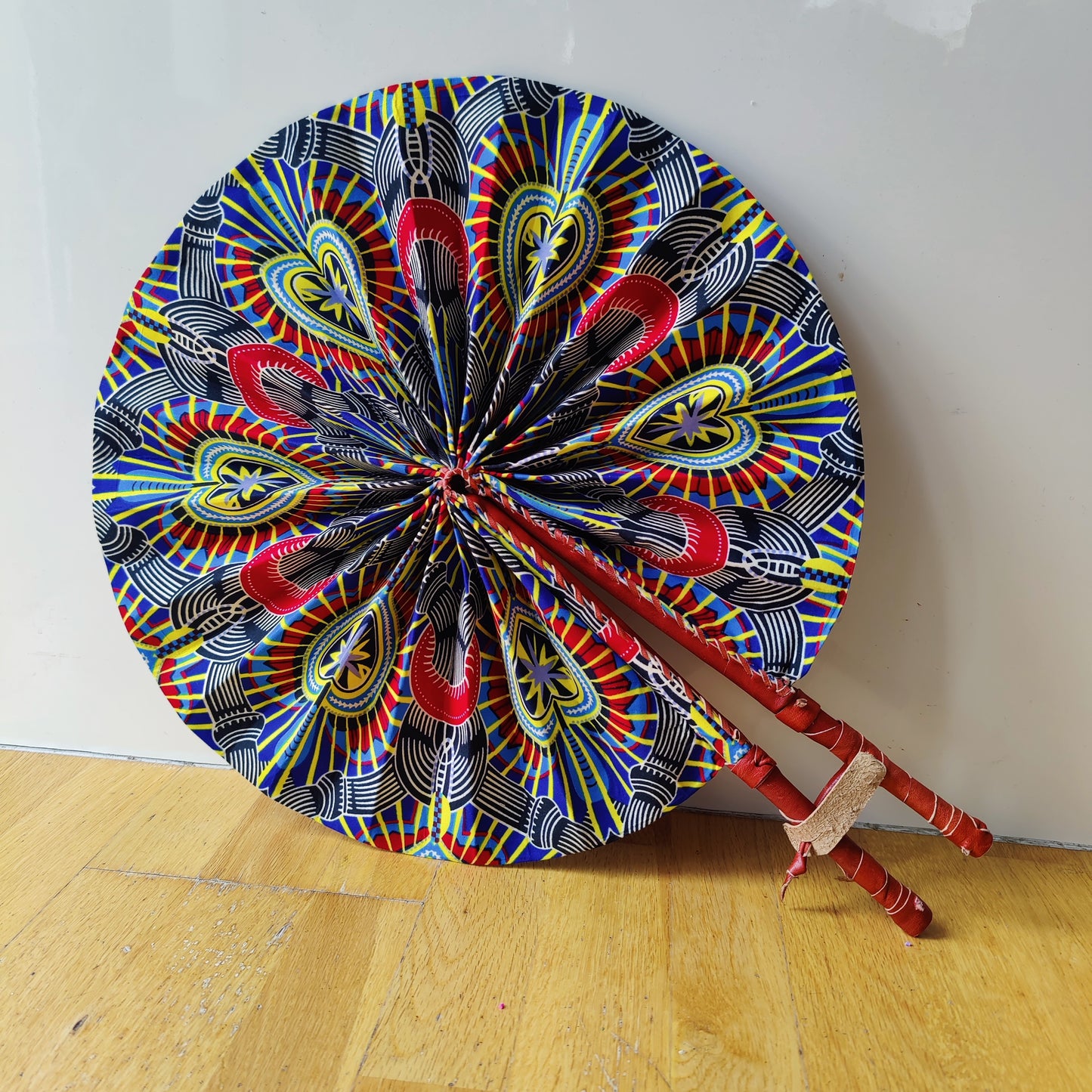 African Print Folding Hand Fan/ Supersize