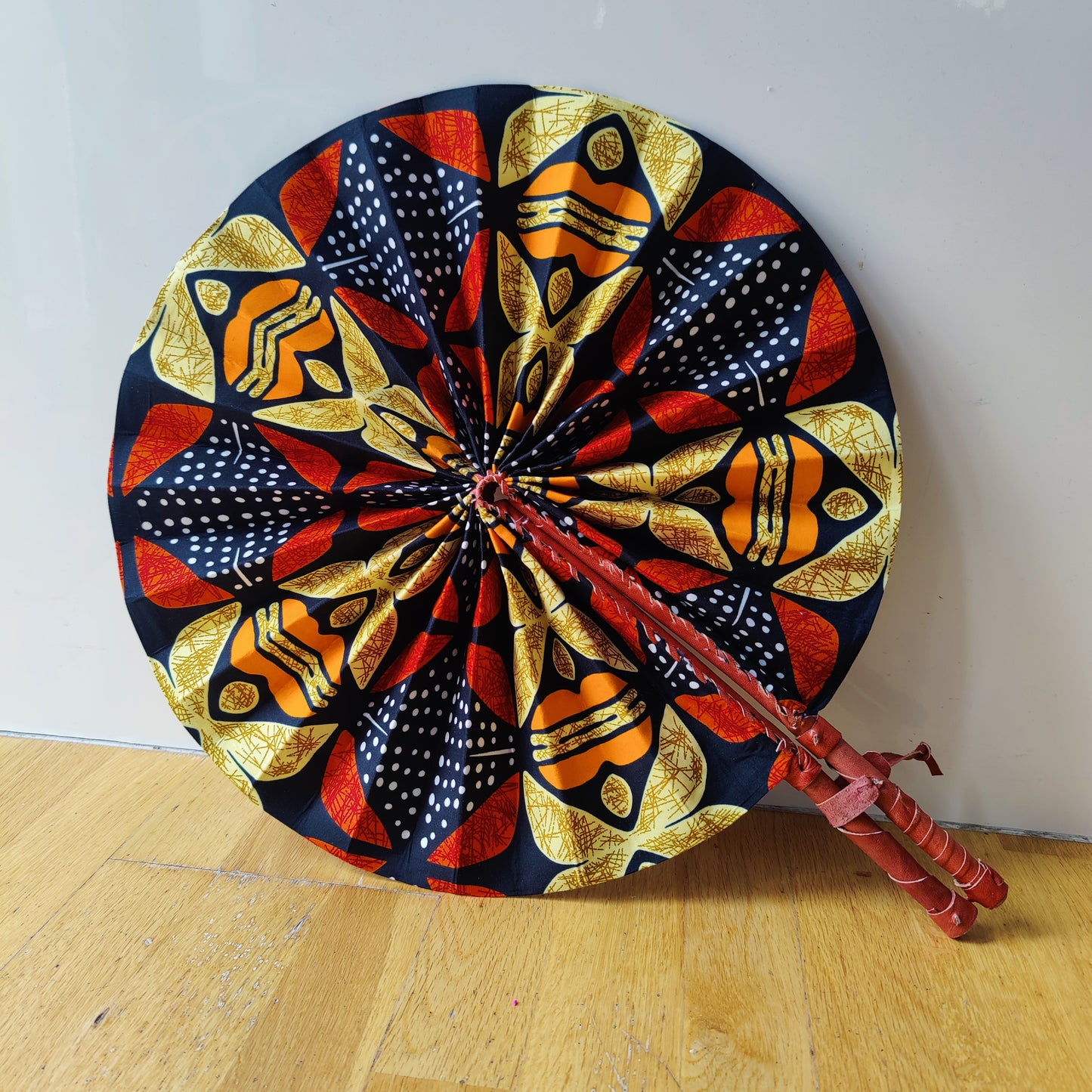 African Print Folding Hand Fan/ Supersize
