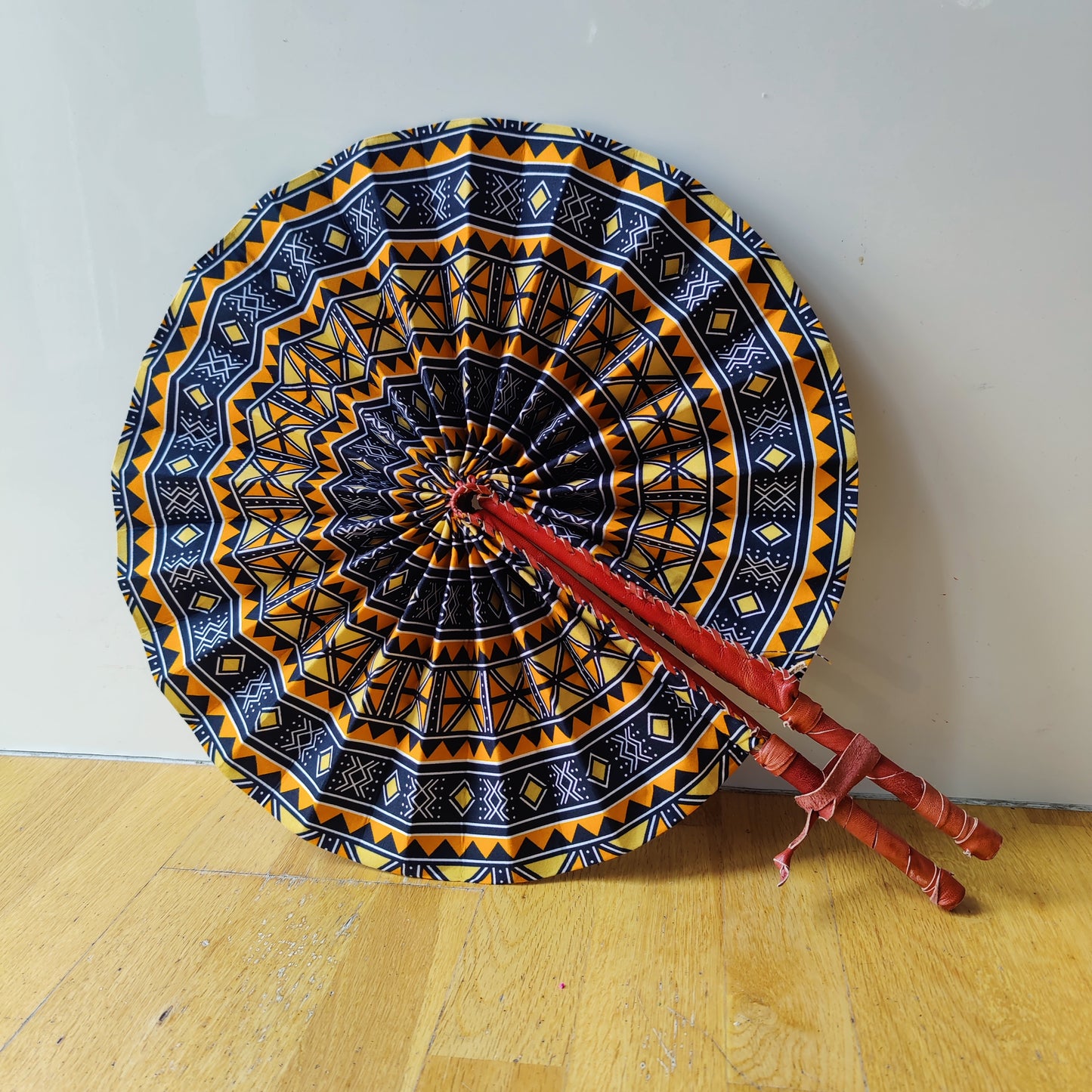 African Print Folding Hand Fan/ Supersize
